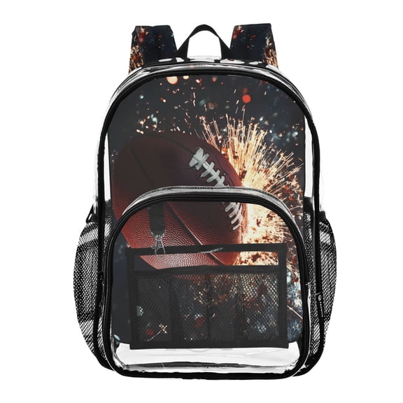 ALAZA Clear Backpack Cool Football PVC Transparent BookBag