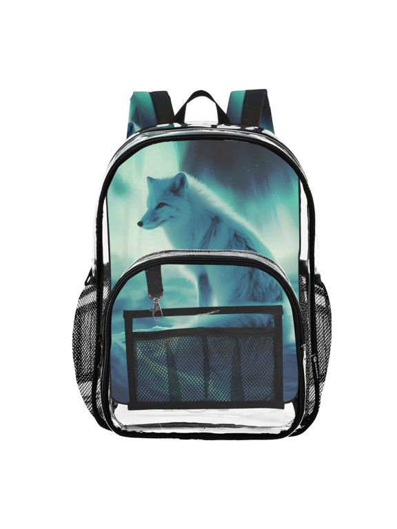 Clear Backpack Cool Fox PVC Transparent BookBag