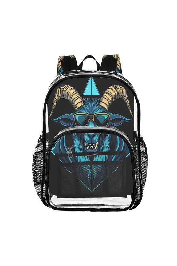 Clear Backpack Cool Goat PVC Transparent BookBag