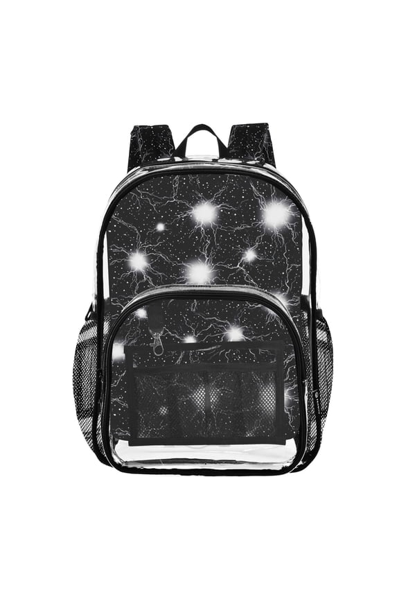Clear Backpack Cool Lightning Pattern PVC Transparent BookBag