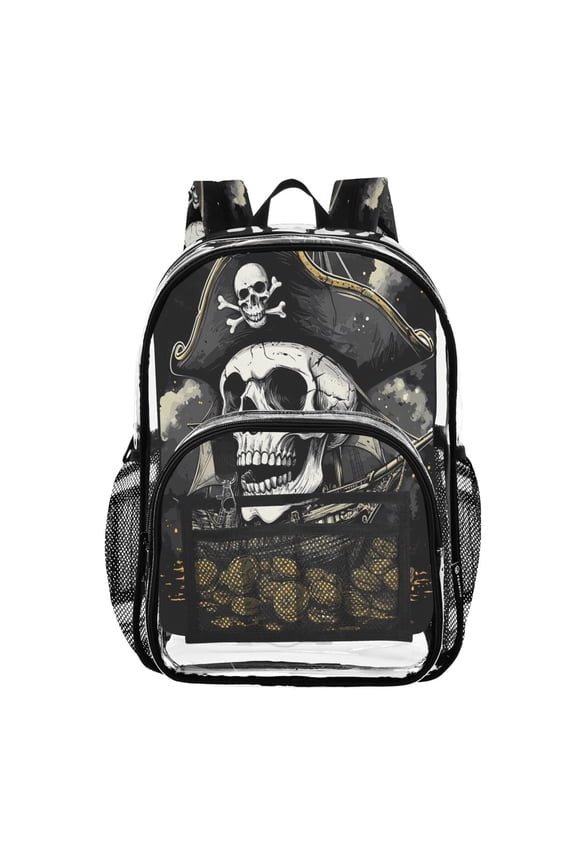 Clear Backpack Cool Skeleton Pirate PVC Transparent BookBag