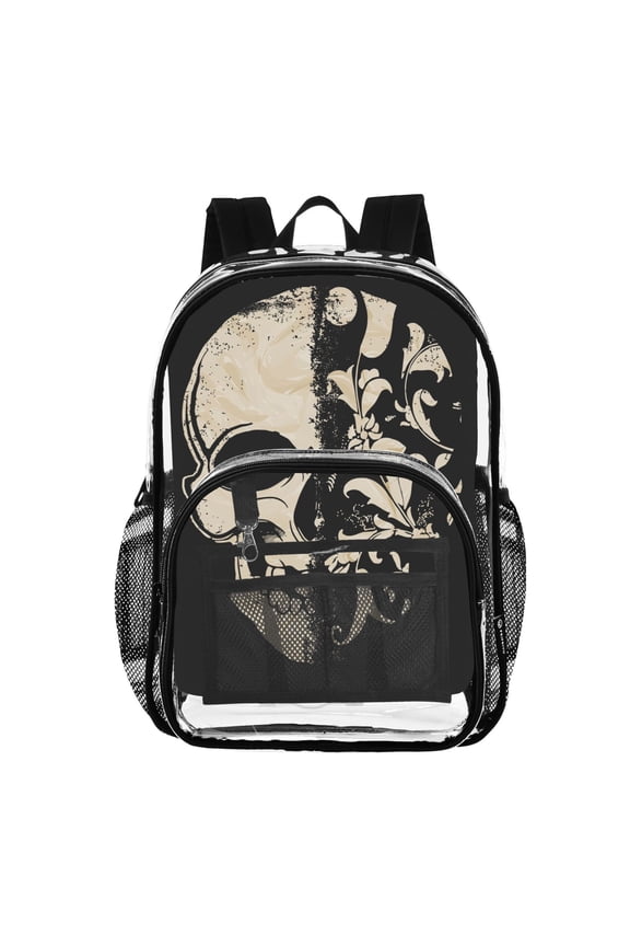 Clear Backpack Cool Skull Skeleton PVC Transparent BookBag