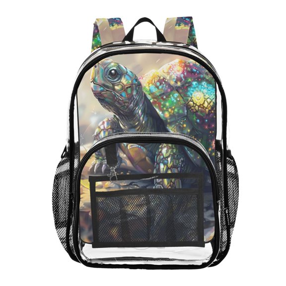 ALAZA Clear Backpack Cool Turtle PVC Transparent BookBag
