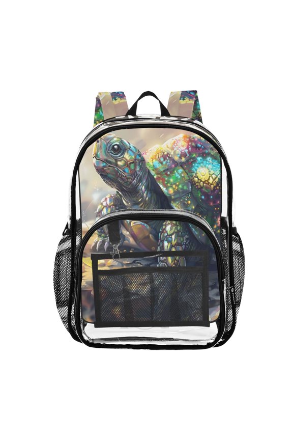 Clear Backpack Cool Turtle PVC Transparent BookBag