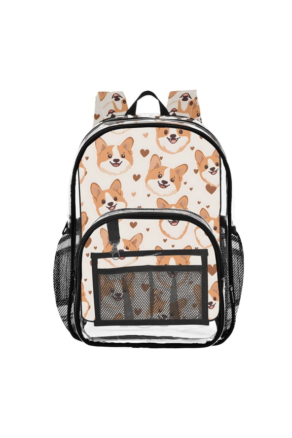 Clear Backpack Corgi Dogs PVC Transparent BookBag