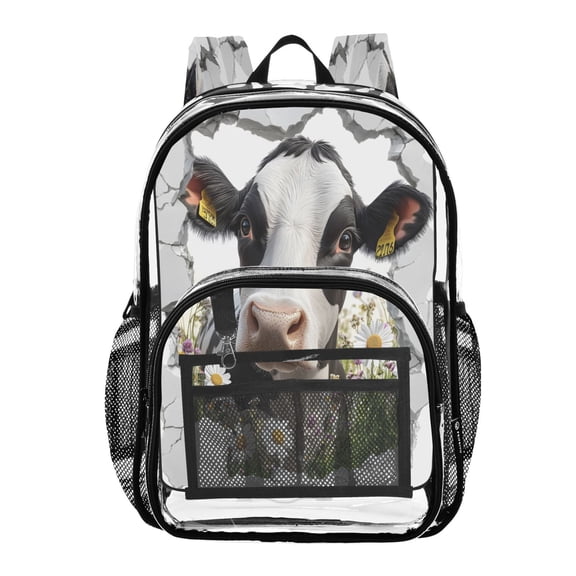ALAZA Clear Backpack Cow in Wall PVC Transparent BookBag
