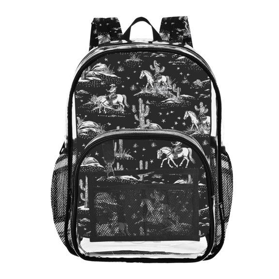 ALAZA Clear Backpack Cowboy Horses PVC Transparent BookBag