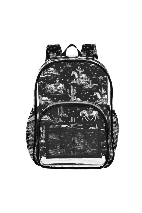 Clear Backpack Cowboy Horses PVC Transparent BookBag