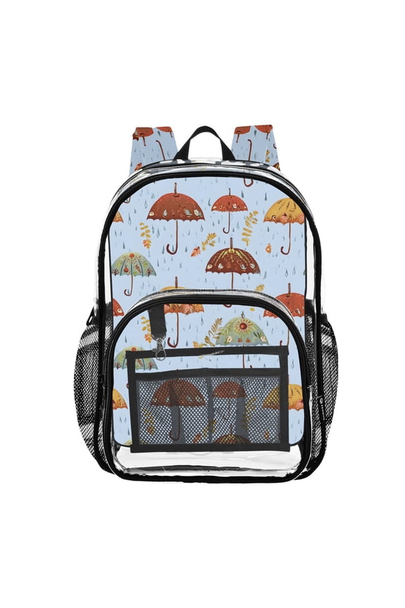 Clear Backpack Cute Bohemia Umbrellas PVC Transparent BookBag