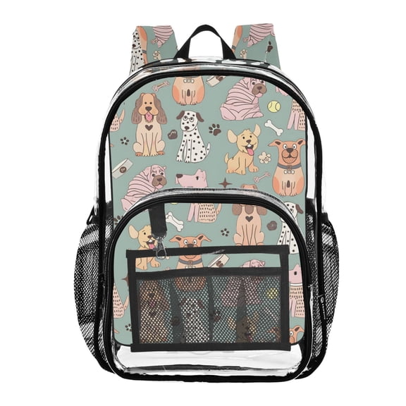 ALAZA Clear Backpack Cute Bulldogs Baseballs PVC Transparent BookBag