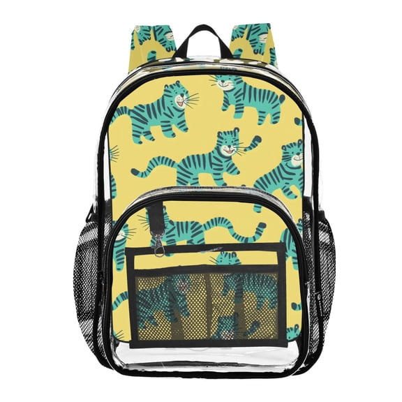 ALAZA Clear Backpack Cute Cartoon Tiger PVC Transparent BookBag