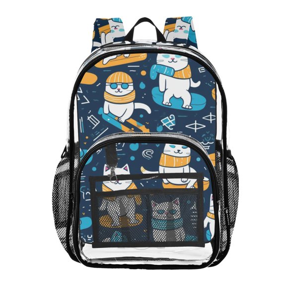 ALAZA Clear Backpack Cute Cats Dancing PVC Transparent BookBag