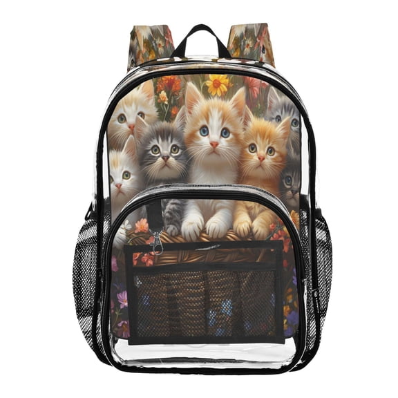 ALAZA Clear Backpack Cute Cats PVC Transparent BookBag