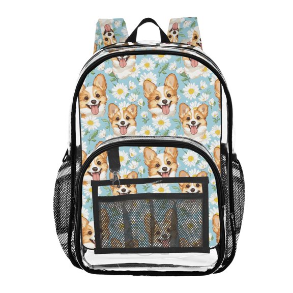ALAZA Clear Backpack Cute Daisy Dogs PVC Transparent BookBag