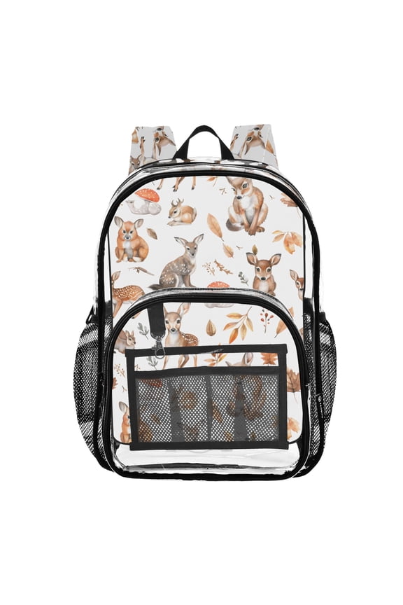 Clear Backpack Cute Deer Mushrooms PVC Transparent BookBag