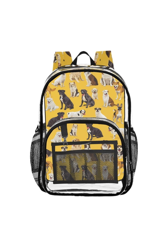 Clear Backpack Cute Different Dogs PVC Transparent BookBag