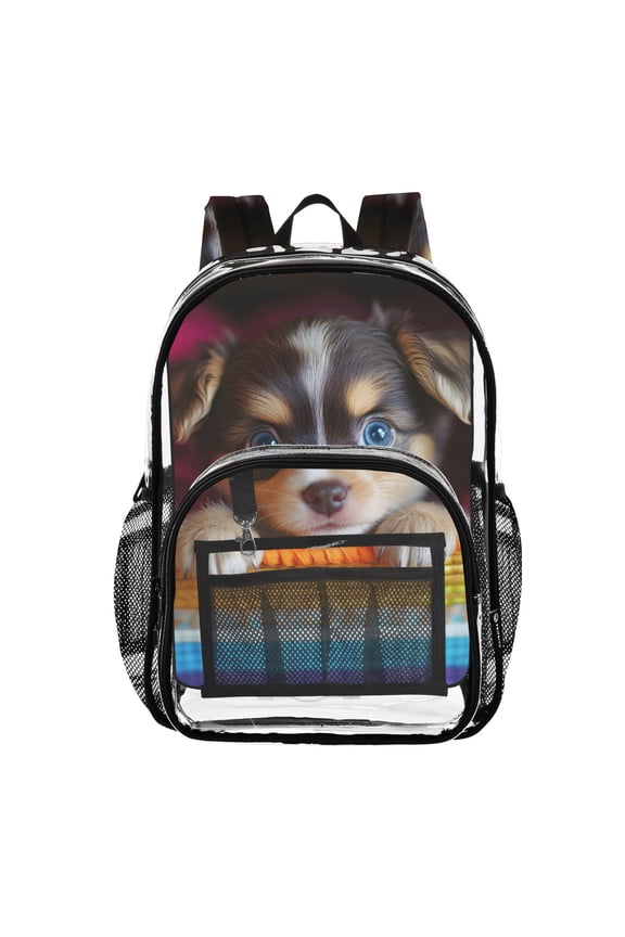 Clear Backpack Cute Dog PVC Transparent BookBag