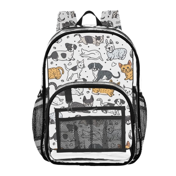 ALAZA Clear Backpack Cute Dogs Cats PVC Transparent BookBag