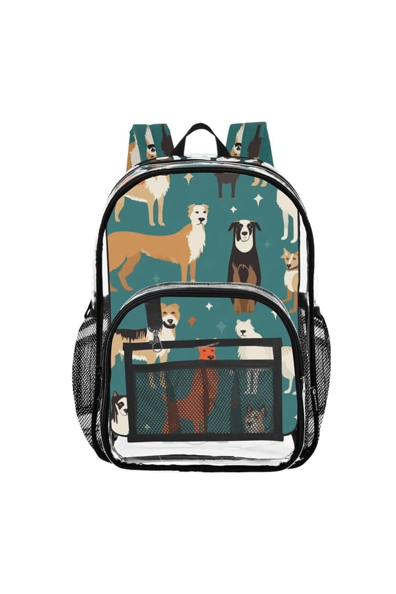 Clear Backpack Cute Dogs PVC Transparent BookBag