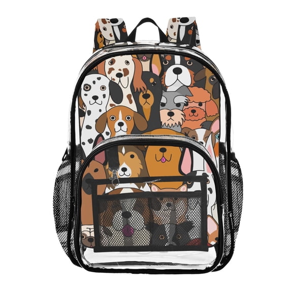 ALAZA Clear Backpack Cute Doodle Dog Animal PVC Transparent BookBag