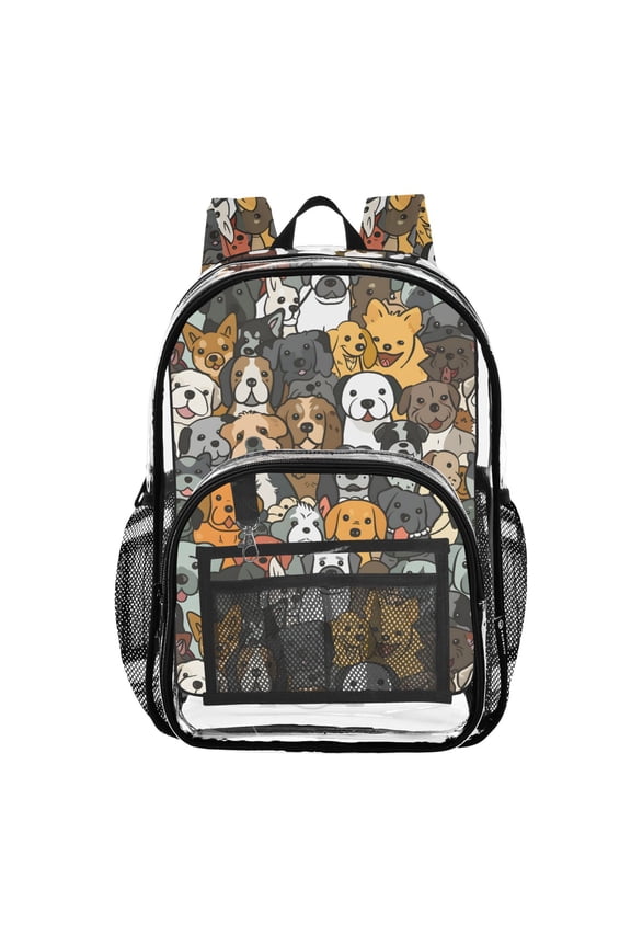 Clear Backpack Cute Doodle Dog Corgi PVC Transparent BookBag