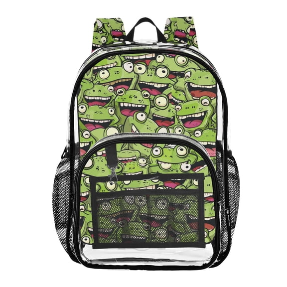 ALAZA Clear Backpack Cute Doodle Frog PVC Transparent BookBag