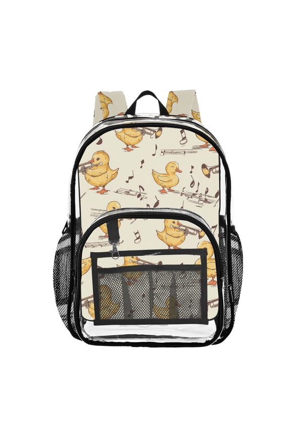 Clear Backpack Cute Duck Musical PVC Transparent BookBag