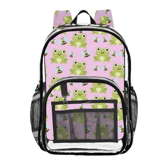 ALAZA Clear Backpack Cute Frogs Bees PVC Transparent BookBag