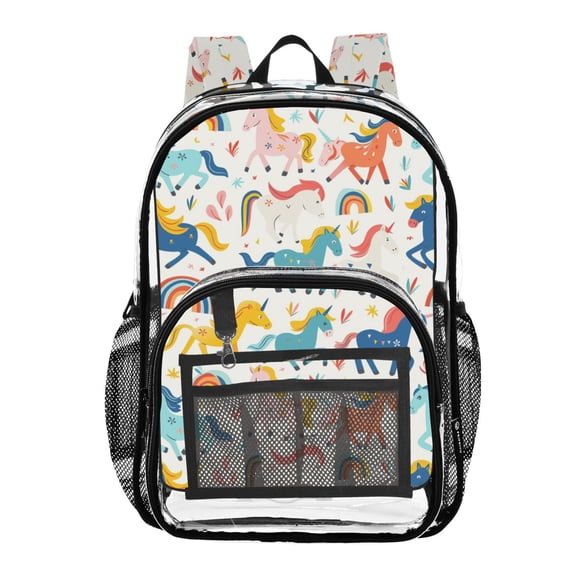 ALAZA Clear Backpack Cute Horse Rainbow PVC Transparent BookBag