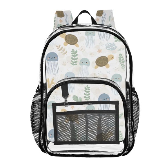 ALAZA Clear Backpack Cute Jellyfish Turtles PVC Transparent BookBag