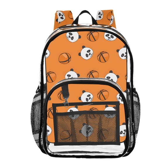 ALAZA Clear Backpack Cute Panda and Basketball PVC Transparent BookBag