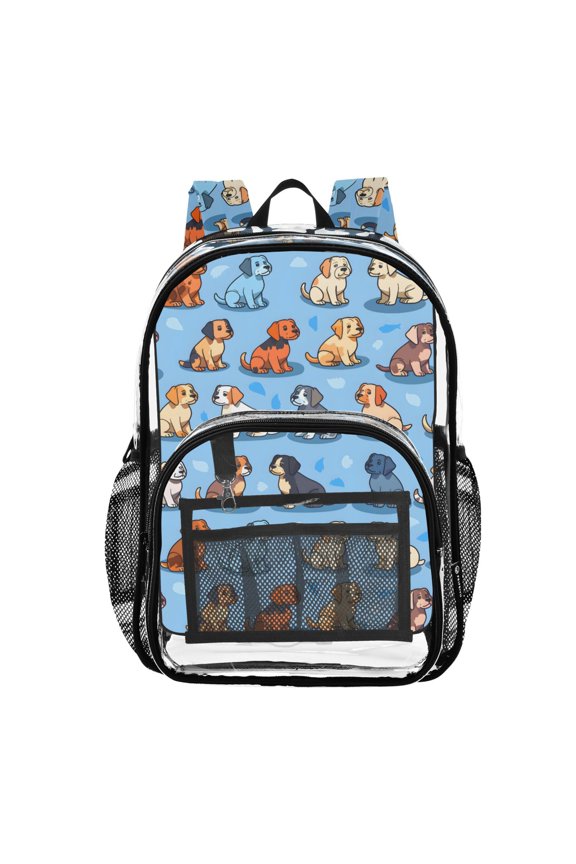 Clear Backpack Cute Pug Dog PVC Transparent BookBag