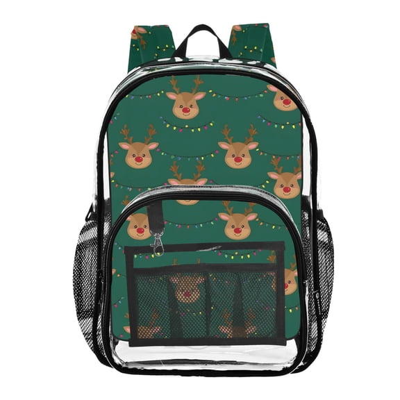 ALAZA Clear Backpack Cute Reindeer PVC Transparent BookBag