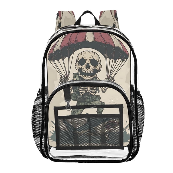 ALAZA Clear Backpack Cute Skeleton on Shark PVC Transparent BookBag