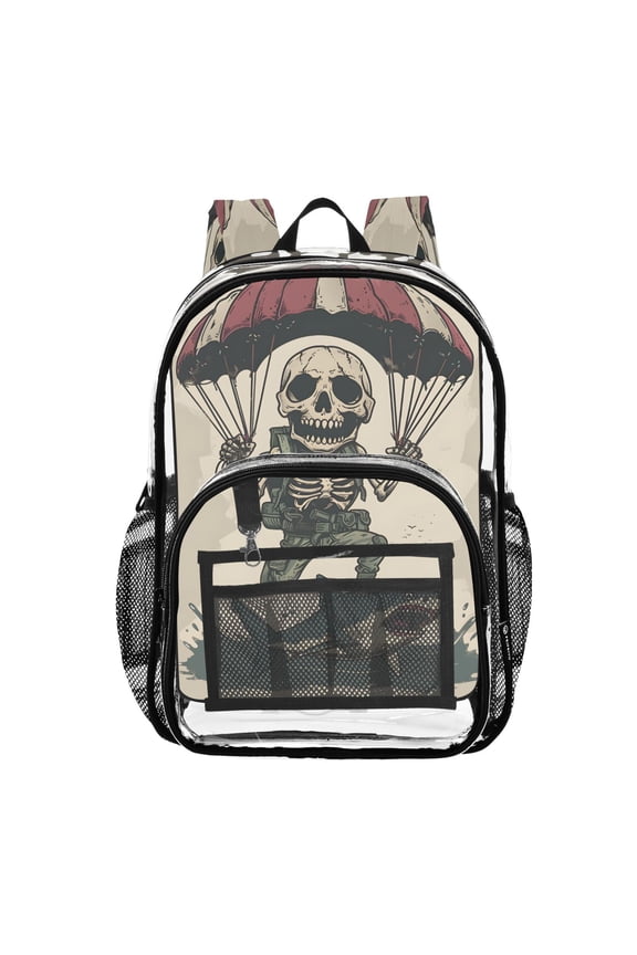 Clear Backpack Cute Skeleton on Shark PVC Transparent BookBag