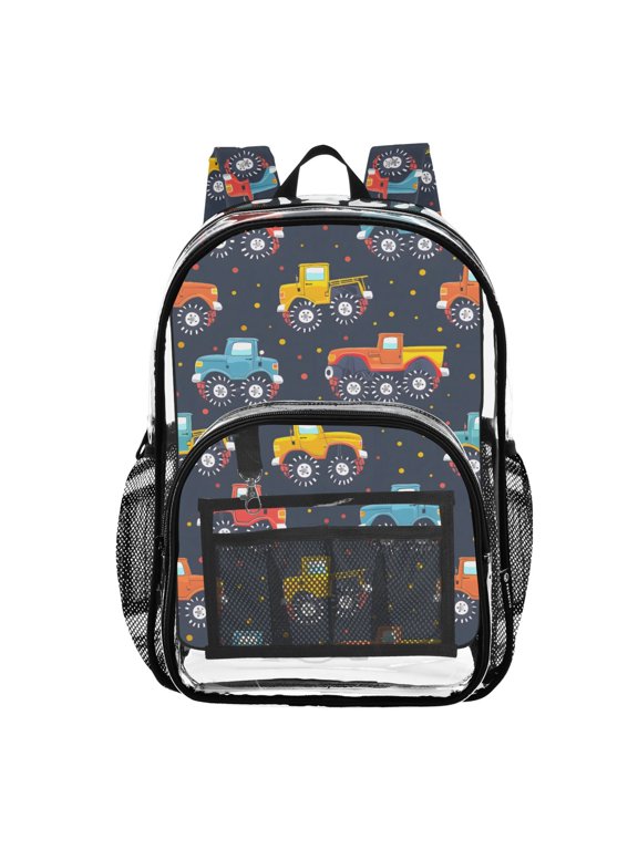 Clear Backpack Cute Vehicles Car PVC Transparent BookBag