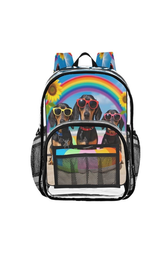 Clear Backpack Dachshund Dog Beach PVC Transparent BookBag