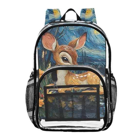 ALAZA Clear Backpack Deer Starry Night PVC Transparent BookBag