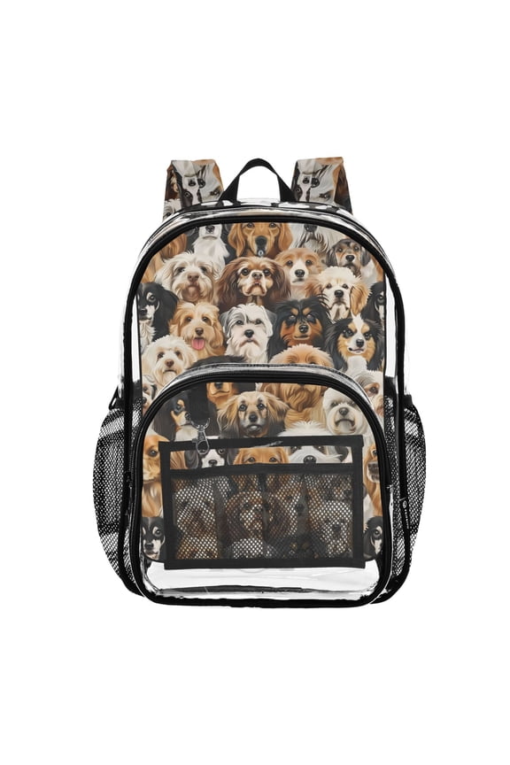 Clear Backpack Different Cute Dogs PVC Transparent BookBag