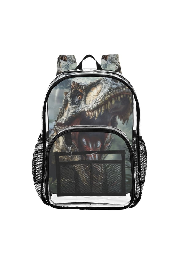 Clear Backpack Dinosaur in Forest PVC Transparent BookBag