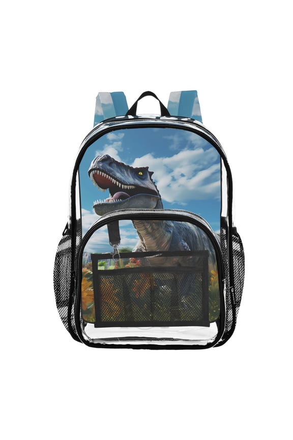 Clear Backpack Dinosaur in Forest PVC Transparent BookBag