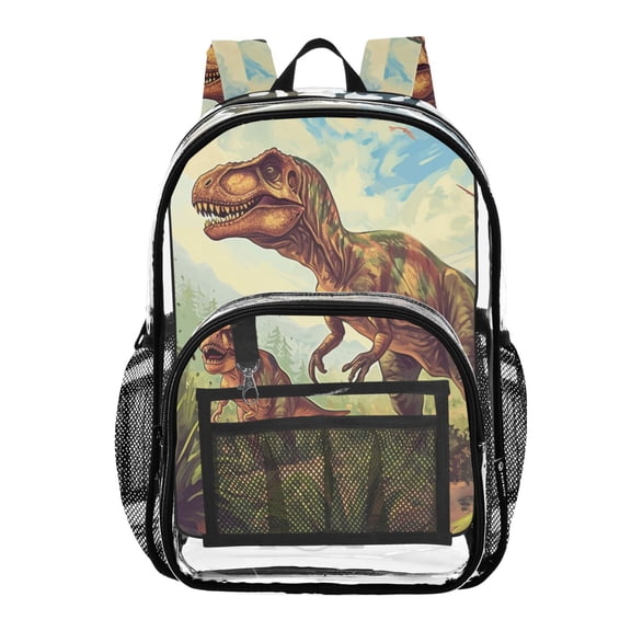 ALAZA Clear Backpack Dinosaur in Forest-a1 PVC Transparent BookBag