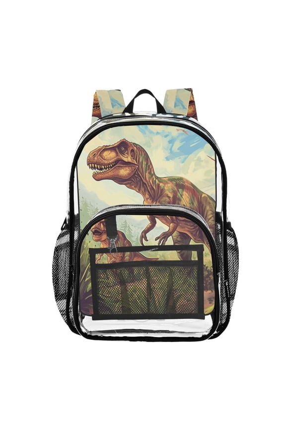 Clear Backpack Dinosaur in Forest-a1 PVC Transparent BookBag