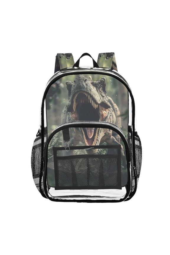 Clear Backpack Dinosaur in The Forest PVC Transparent BookBag