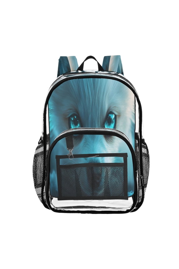 Clear Backpack Dog Cool Eyes PVC Transparent BookBag