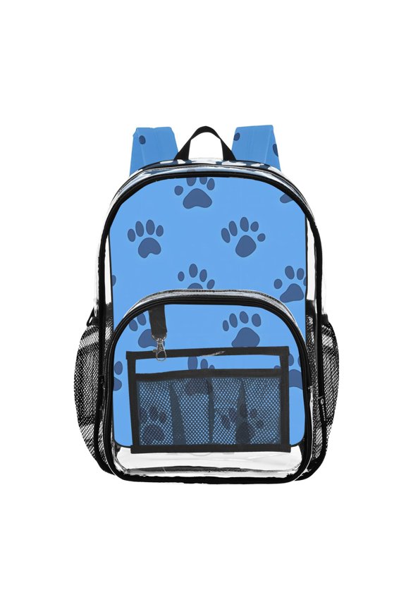 Clear Backpack Dog Footprint PVC Transparent BookBag