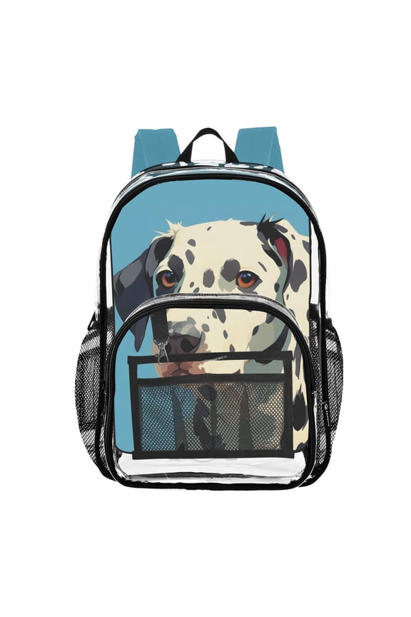 Clear Backpack Dog on Blue PVC Transparent BookBag