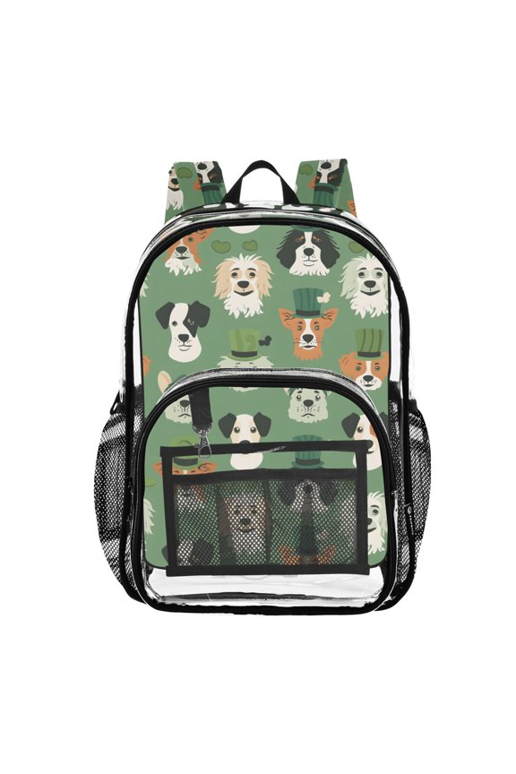 Clear Backpack Dog with Hat PVC Transparent BookBag