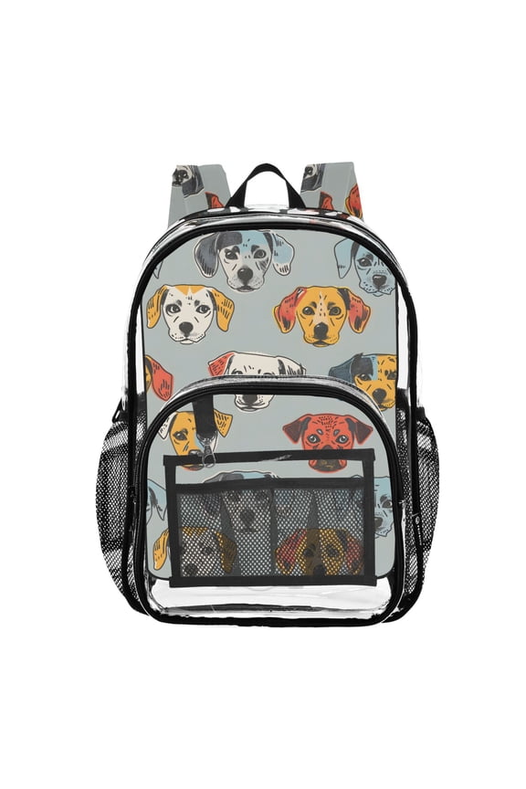 Clear Backpack Dogs Cartoon-c1 PVC Transparent BookBag