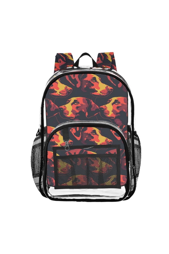 Clear Backpack Dogs Cool PVC Transparent BookBag